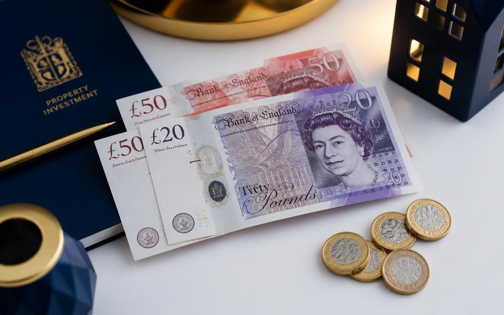 British pound notes and coins representing guaranteed rental income